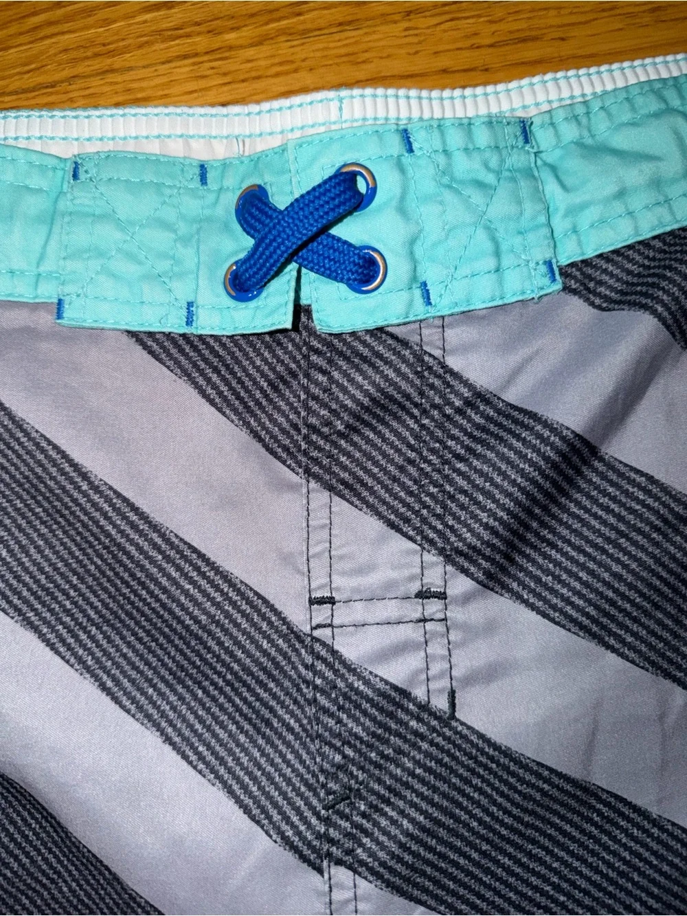 Cat & Jack White Swim Shorts with Light Blue Trim